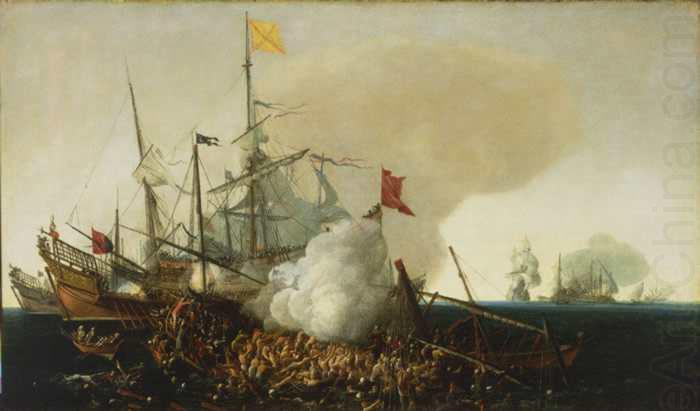 Spanish Men-of-War Engaging Barbary Corsairs, Cornelis Hendriksz Vroom